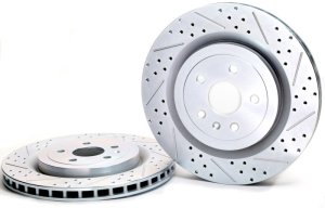 Cadillac CTS-V Brake Rotors (2) - Rear - Baer Brakes - Claw Performance, Slot & Drilled - Zinc-Plated - `09-`19